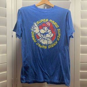 Super Mario Men’s Medium Blue T-Shirt